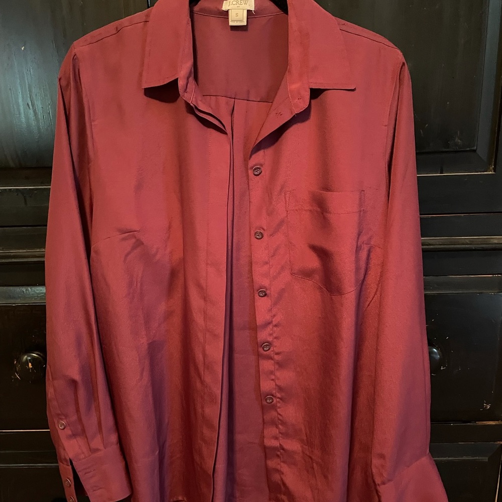 Maroon J.Crew button down blouse